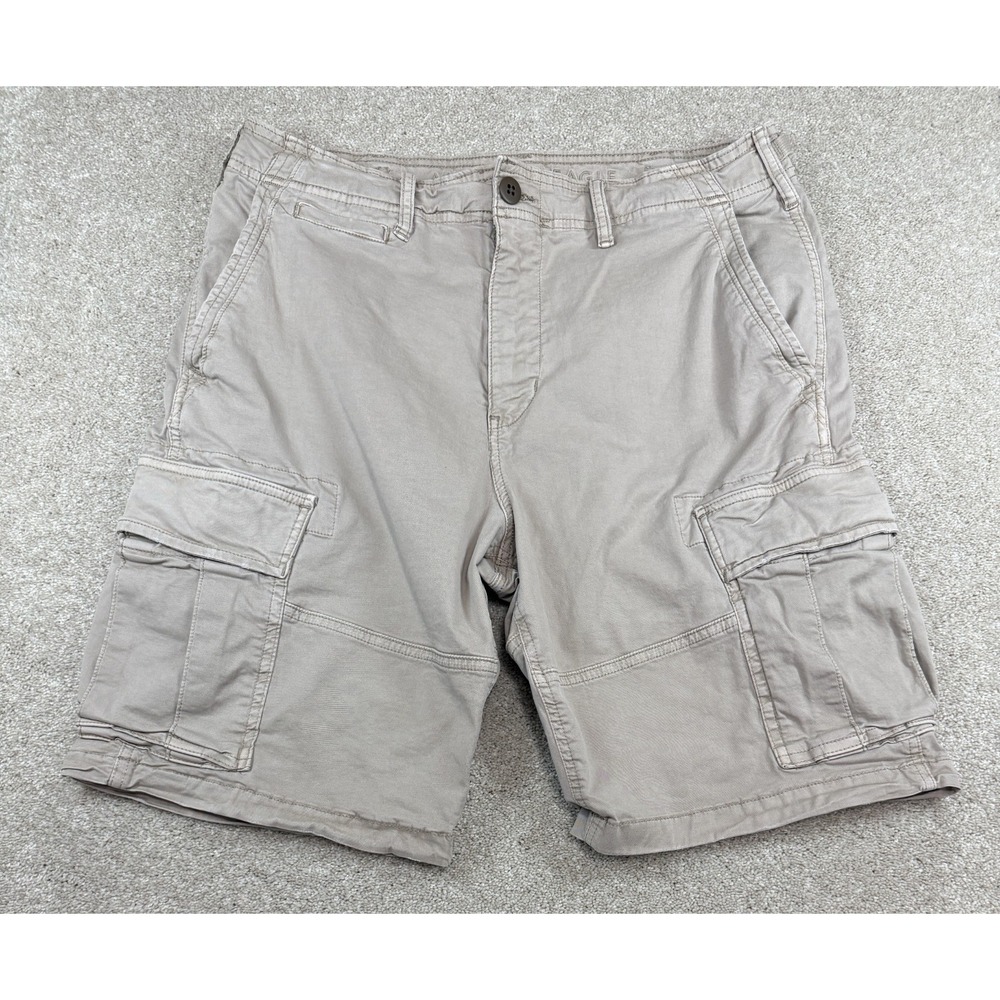 American Eagle Flex Men's 31 Tan Cargo Shorts Inseam 10" Logo Hiking Outdoor